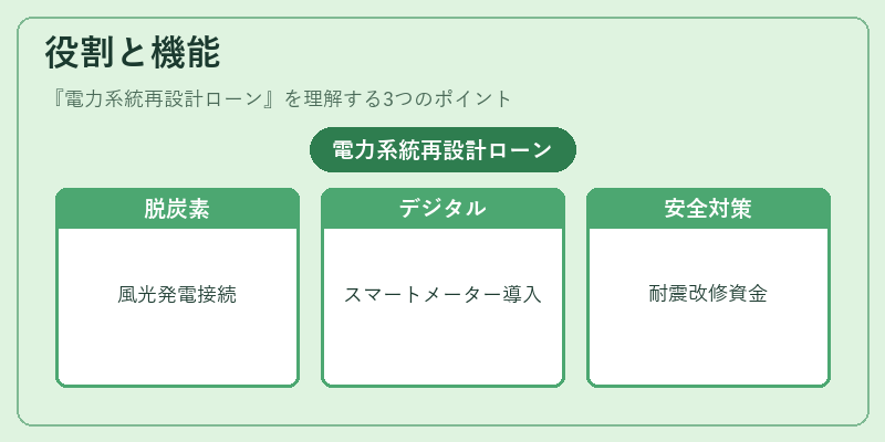 役割と機能（電力系統再設計ローン）の図解