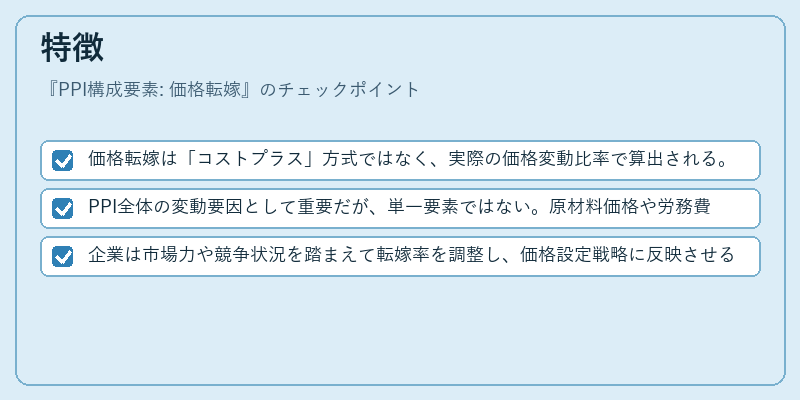 特徴（PPI構成要素: 価格転嫁）の図解