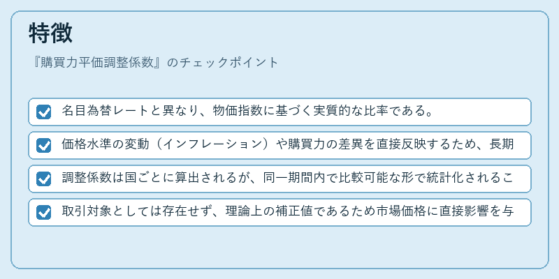 特徴（購買力平価調整係数）の図解