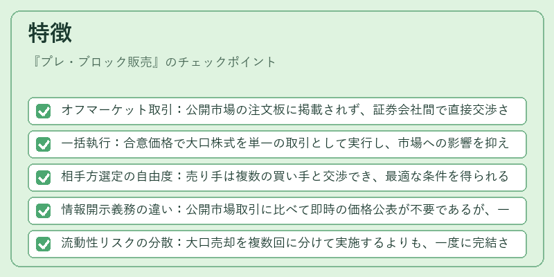 特徴（プレ・ブロック販売）の図解