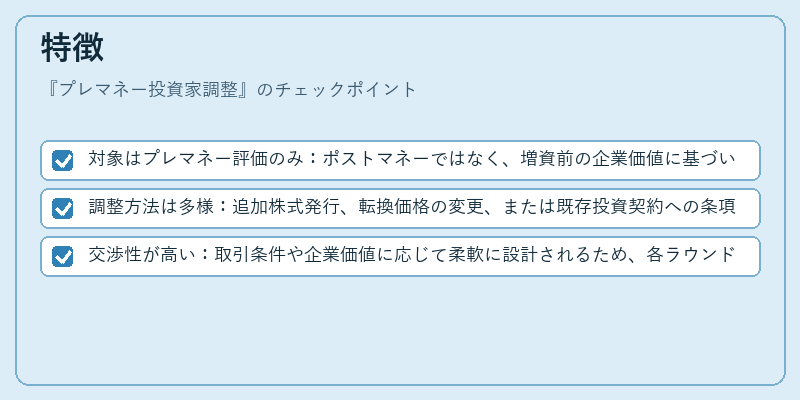特徴（プレマネー投資家調整）の図解