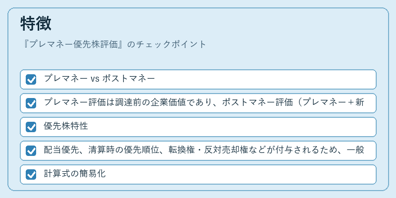 特徴（プレマネー優先株評価）の図解