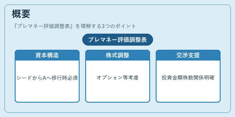 概要（プレマネー評価調整表）の図解