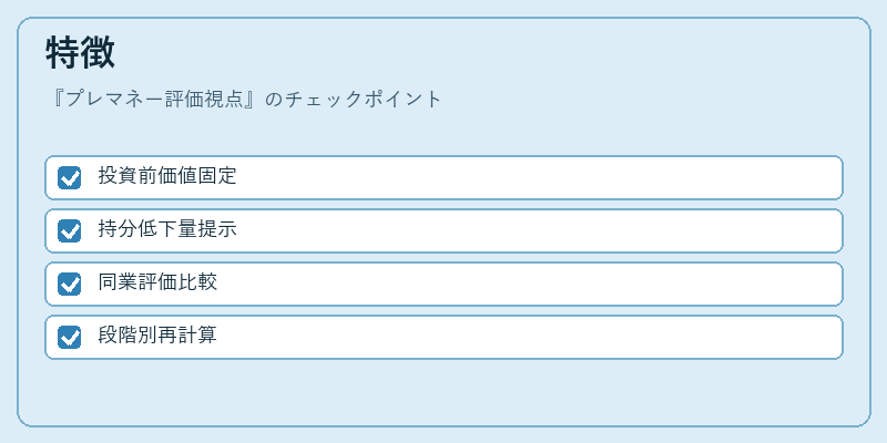 特徴（プレマネー評価視点）の図解
