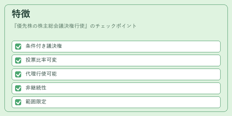 特徴（優先株の株主総会議決権行使）の図解