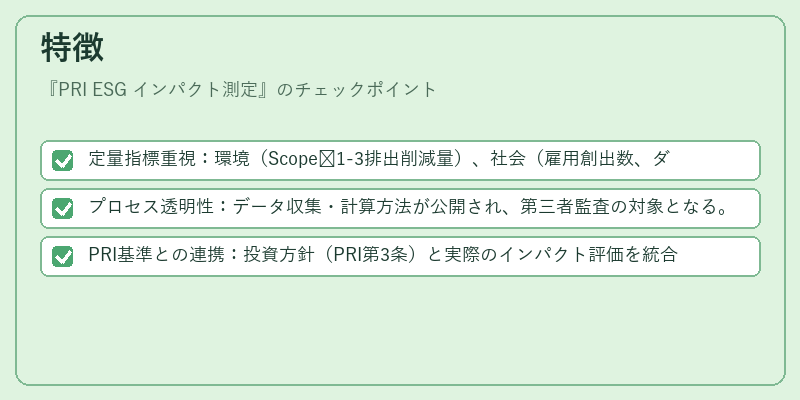 特徴（PRI ESG インパクト測定）の図解