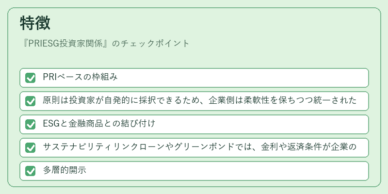 特徴（PRIESG投資家関係）の図解