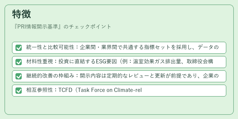 特徴（PRI情報開示基準）の図解