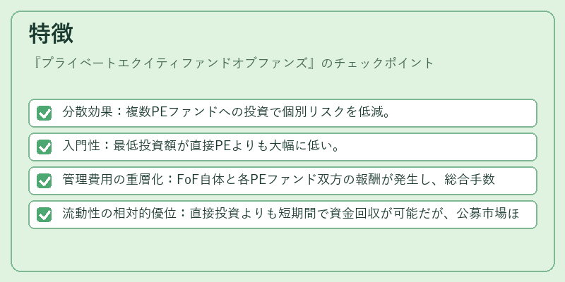 特徴(プライベートエクイティファンドオブファンズ)の図解