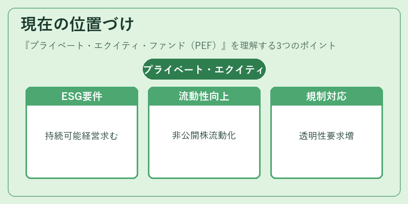 現在の位置づけ（プライベート・エクイティ・ファンド（PEF））の図解