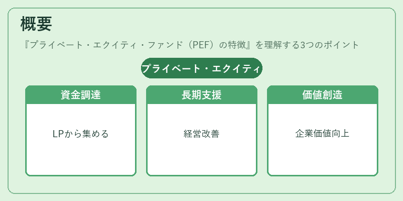 概要（プライベート・エクイティ・ファンド（PEF）の特徴）の図解