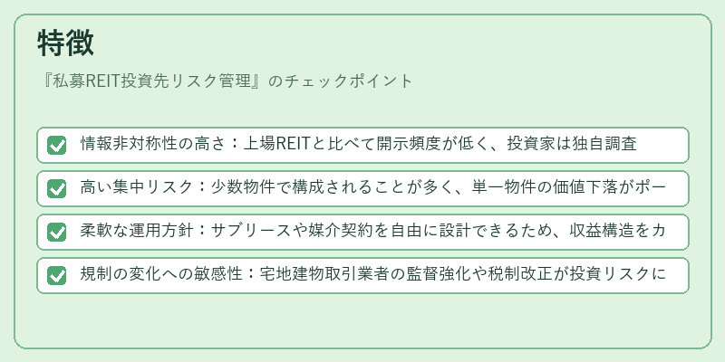 特徴（私募REIT投資先リスク管理）の図解