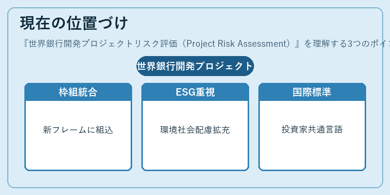 現在の位置づけ（世界銀行開発プロジェクトリスク評価（Project Risk Assessment））の図解