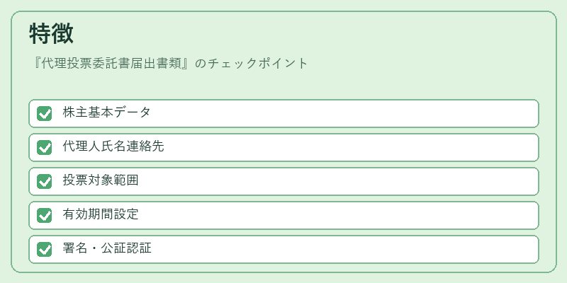 特徴（代理投票委託書届出書類）の図解