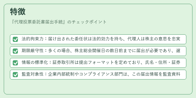 特徴(代理投票委託書届出手続)の図解
