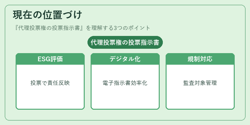 現在の位置づけ（代理投票権の投票指示書）の図解
