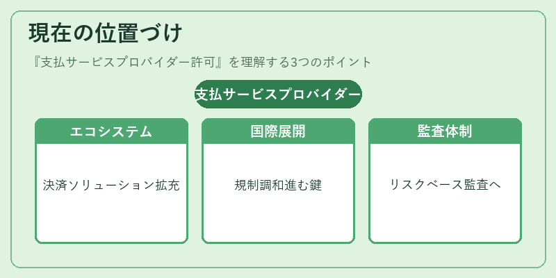 現在の位置づけ（支払サービスプロバイダー許可）の図解