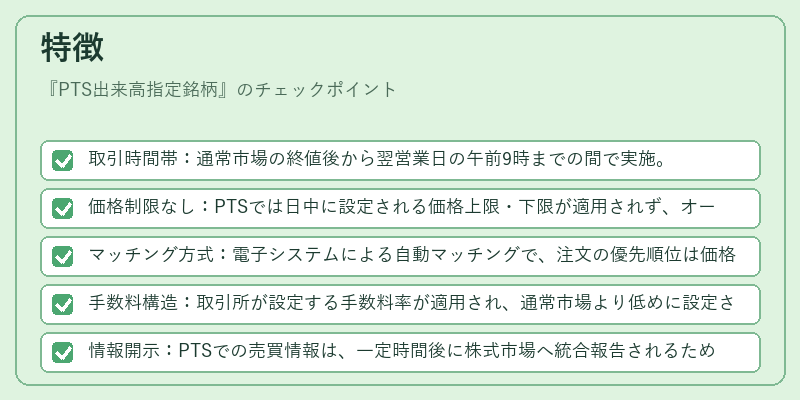 特徴（PTS出来高指定銘柄）の図解