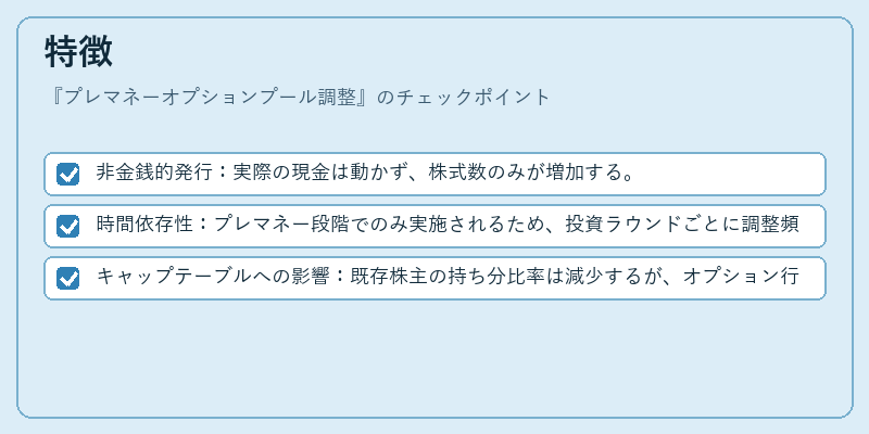 特徴（プレマネーオプションプール調整）の図解