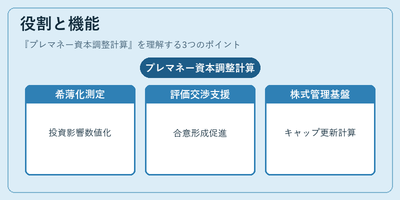 役割と機能（プレマネー資本調整計算）の図解