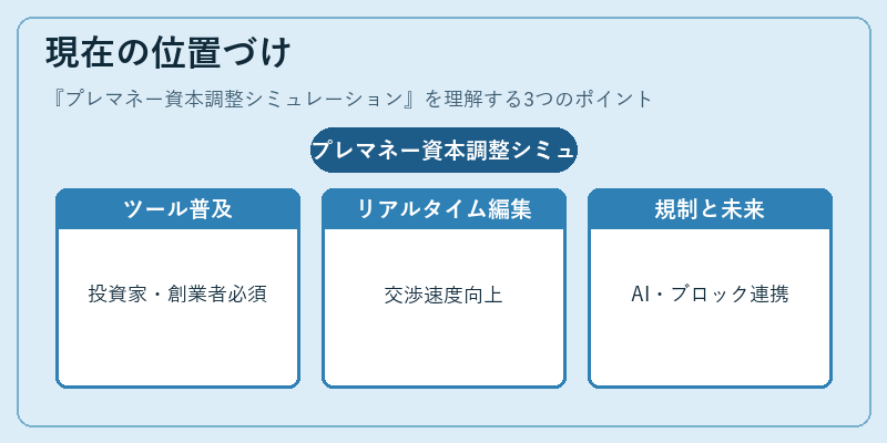現在の位置づけ（プレマネー資本調整シミュレーション）の図解