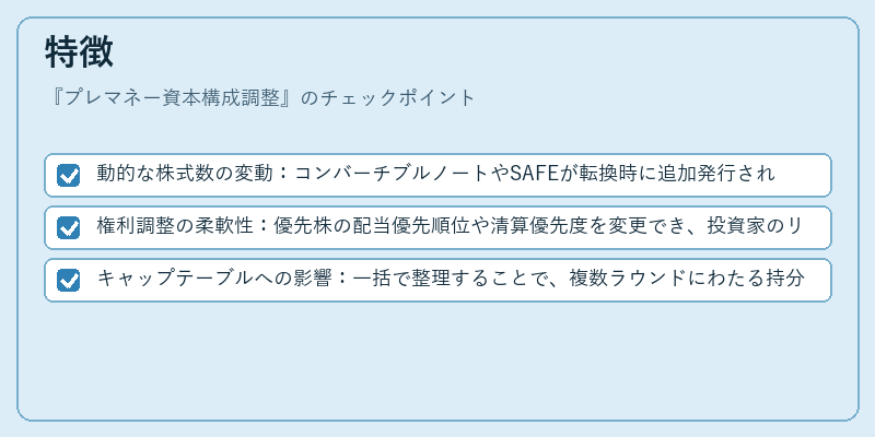 特徴（プレマネー資本構成調整）の図解