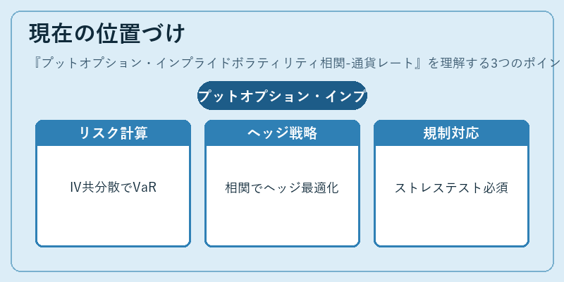 現在の位置づけ（プットオプション・インプライドボラティリティ相関-通貨レート）の図解