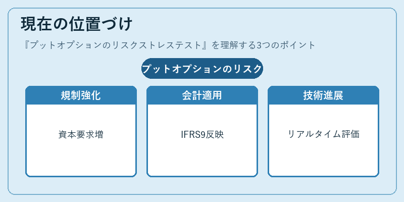 現在の位置づけ（プットオプションのリスクストレステスト）の図解