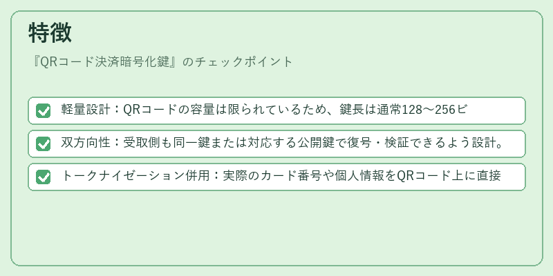 特徴（QRコード決済暗号化鍵）の図解