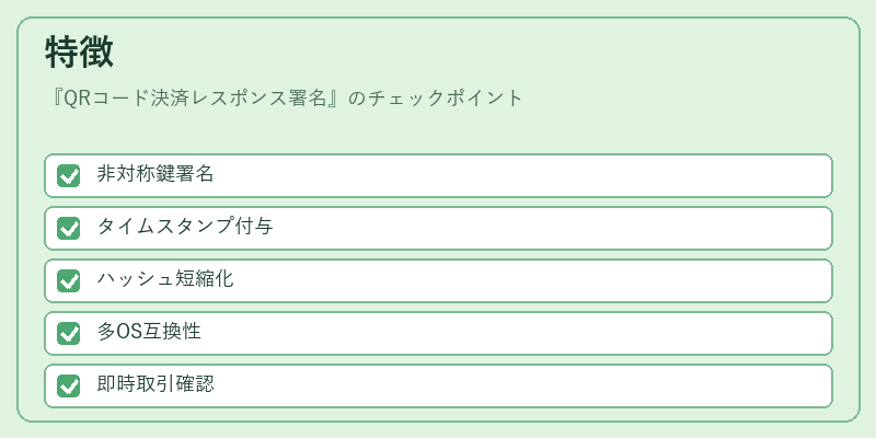 特徴（QRコード決済レスポンス署名）の図解