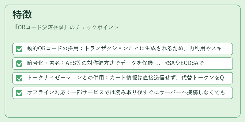 特徴（QRコード決済検証）の図解