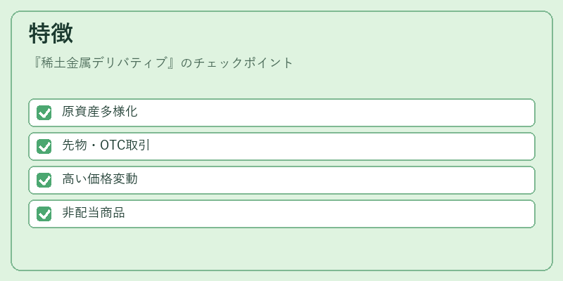 特徴（稀土金属デリバティブ）の図解