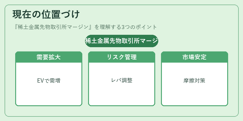 現在の位置づけ（稀土金属先物取引所マージン）の図解