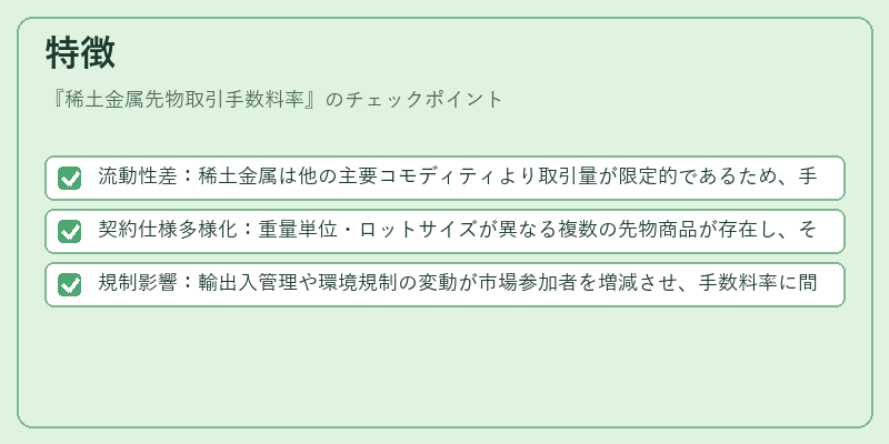 特徴(稀土金属先物取引手数料率)の図解