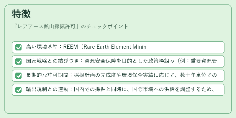特徴（レアアース鉱山採掘許可）の図解
