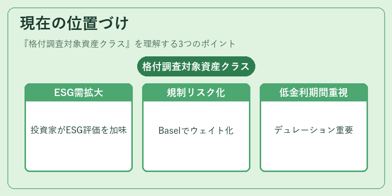 現在の位置づけ（格付調査対象資産クラス）の図解