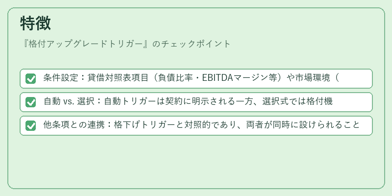 特徴（格付アップグレードトリガー）の図解