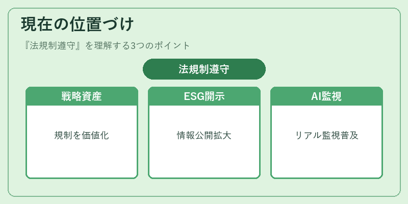 現在の位置づけ(法規制遵守)の図解