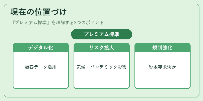 現在の位置づけ（プレミアム標準）の図解