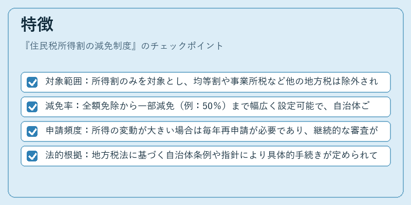 特徴（住民税所得割の減免制度）の図解