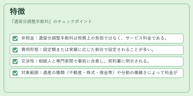 特徴(遺留分調整手数料)の図解