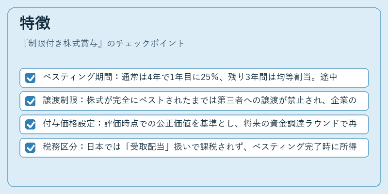 特徴（制限付き株式賞与）の図解