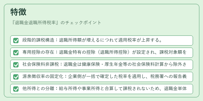 特徴（退職金退職所得税率）の図解