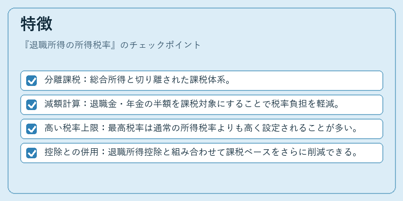 特徴（退職所得の所得税率）の図解