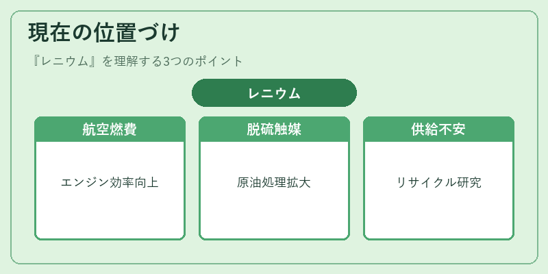 現在の位置づけ（レニウム）の図解