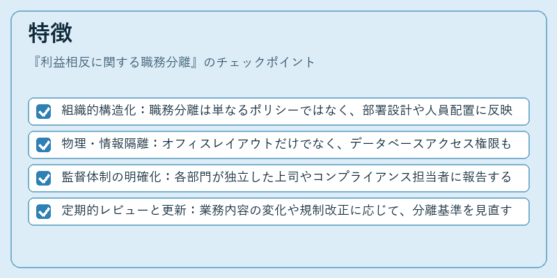 特徴（利益相反に関する職務分離）の図解