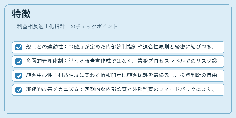 特徴（利益相反適正化指針）の図解