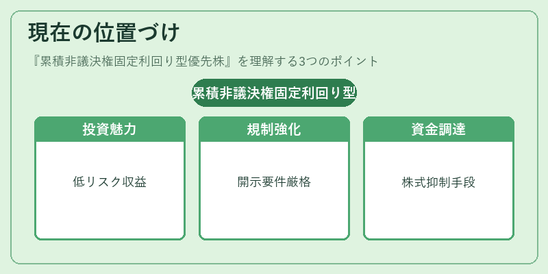 現在の位置づけ(累積非議決権固定利回り型優先株)の図解
