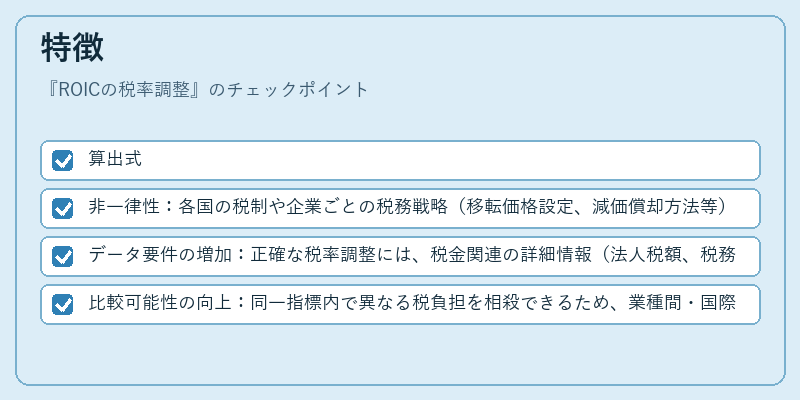 特徴（ROICの税率調整）の図解