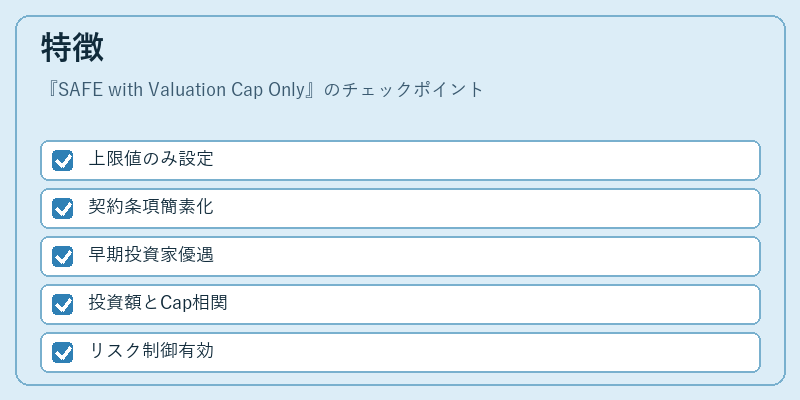 特徴（SAFE with Valuation Cap Only）の図解